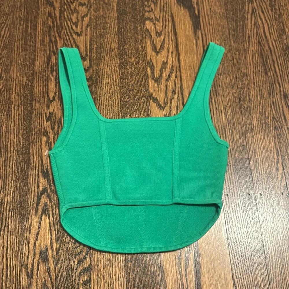 Aritzia Babaton Sculpt Knit Bustier Green Top - Picture 4 of 5